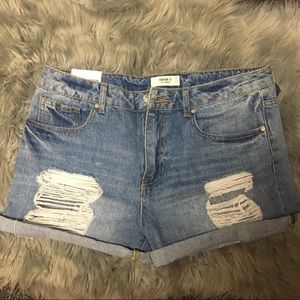 Cuffed Distressed Jean Shorts